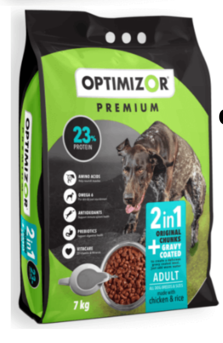 Optimizor Premium Adult 2in1 Gravy coated 7kg - Juicy Pet Supplies